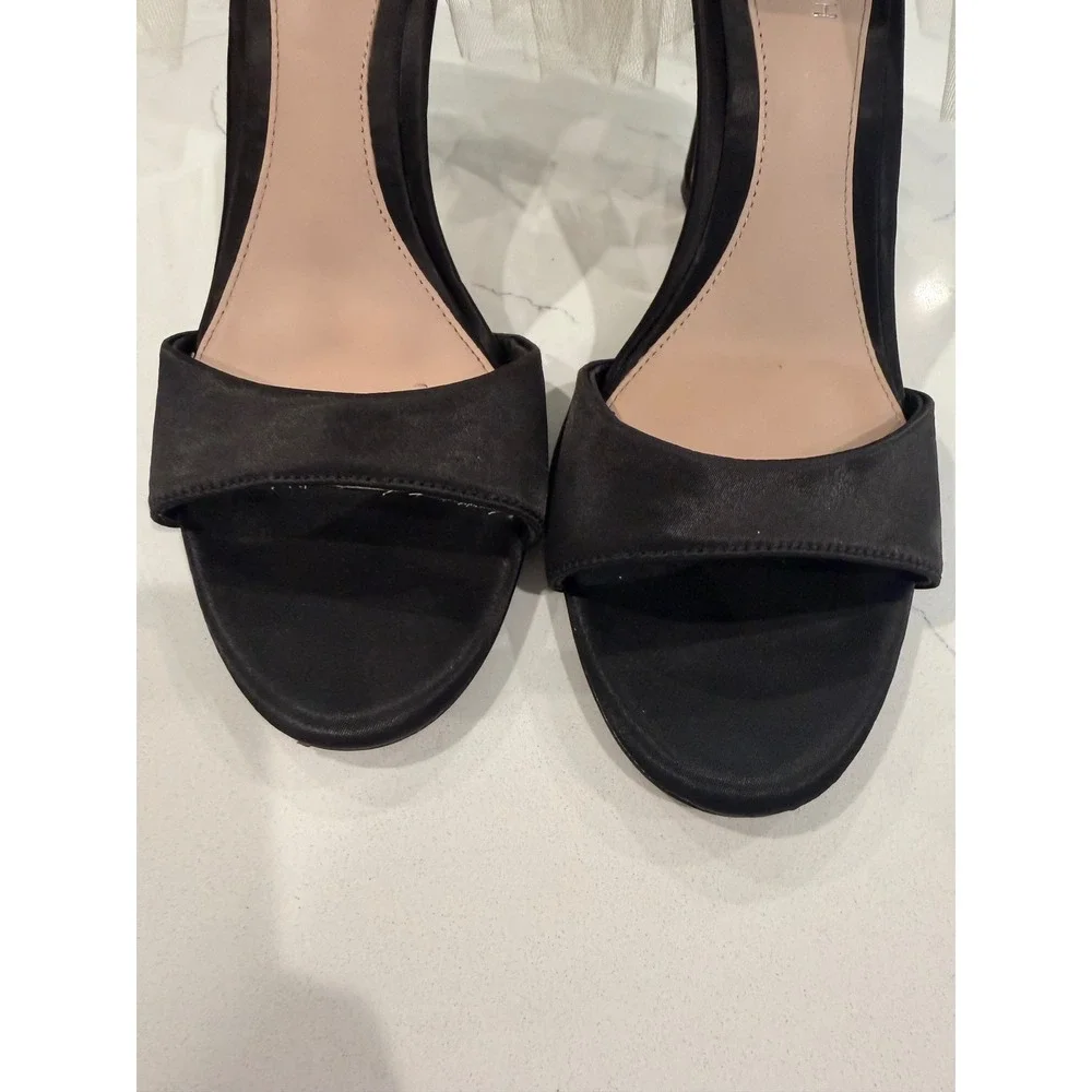 Born on Fifth for Antonio Melani Black Satin Bow Tulle Veil Heels 7.5M 4